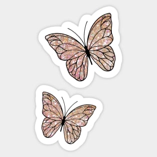 Rose Gold Glitter Butterflies Sticker